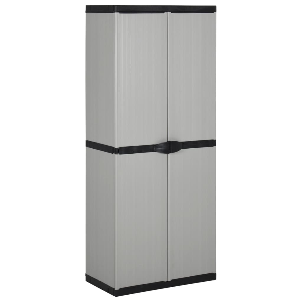 vidaXL Garden Storage Cabinet with 3 Shelves Grey&Black 68x40x168 cm