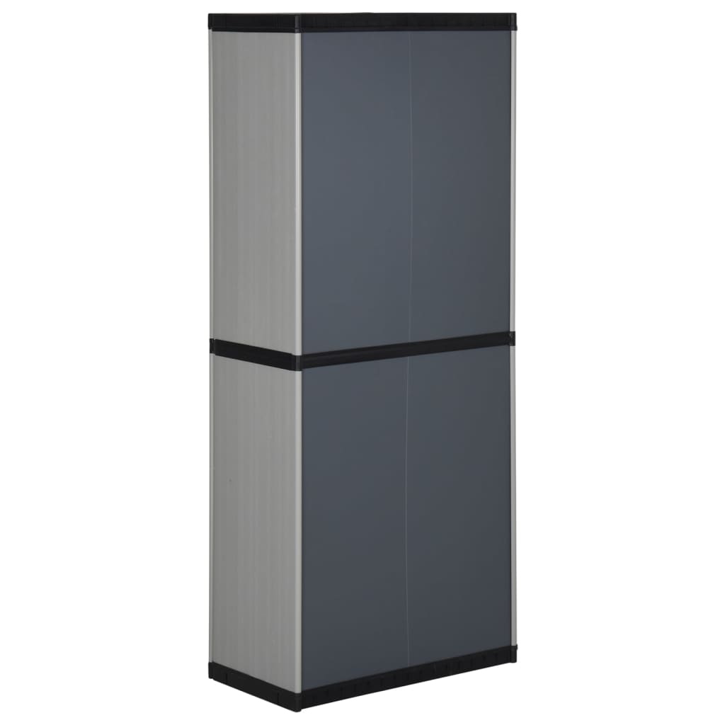 vidaXL Garden Storage Cabinet with 3 Shelves Grey&Black 68x40x168 cm