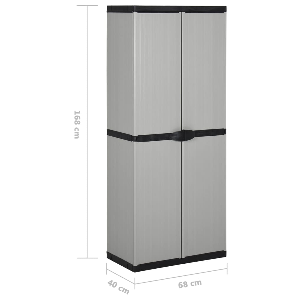 vidaXL Garden Storage Cabinet with 3 Shelves Grey&Black 68x40x168 cm