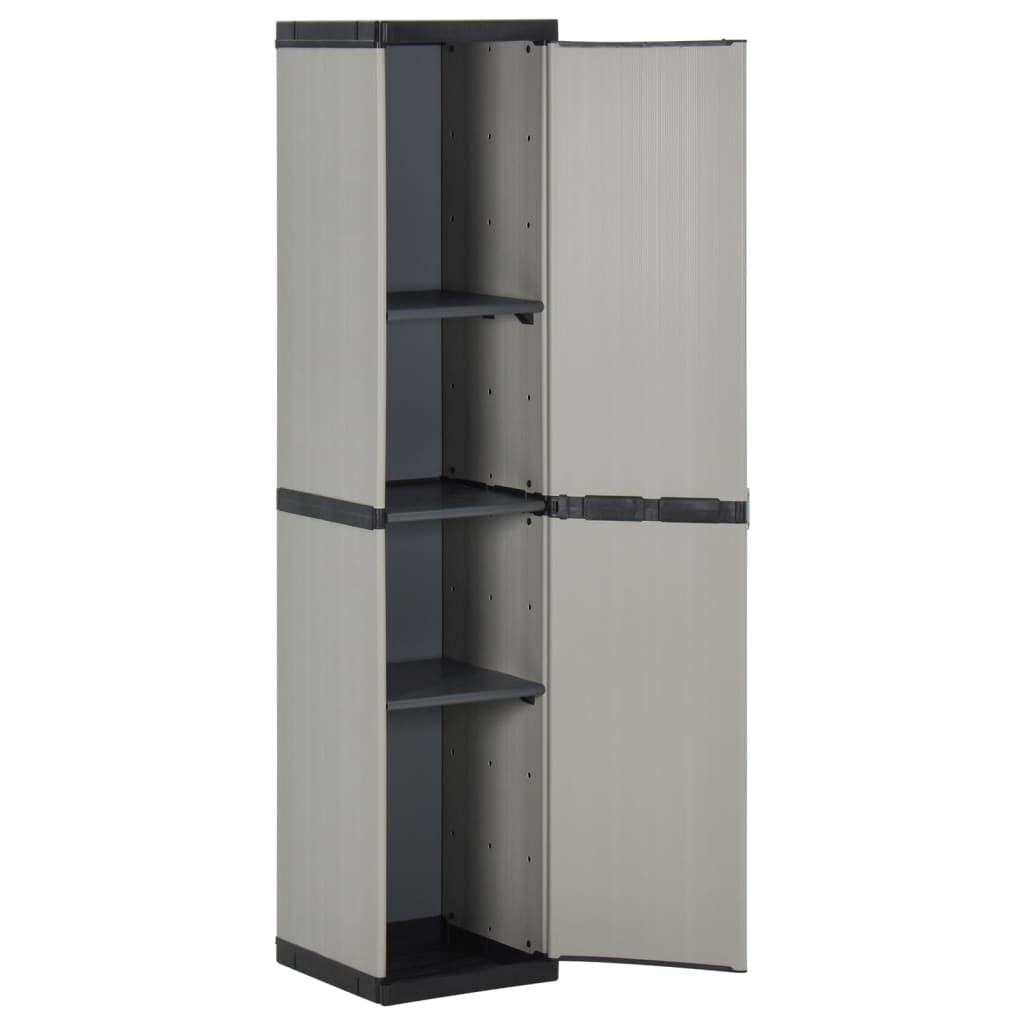 vidaXL Garden Storage Cabinet with 3 Shelves Grey & Black 34x40x168 cm