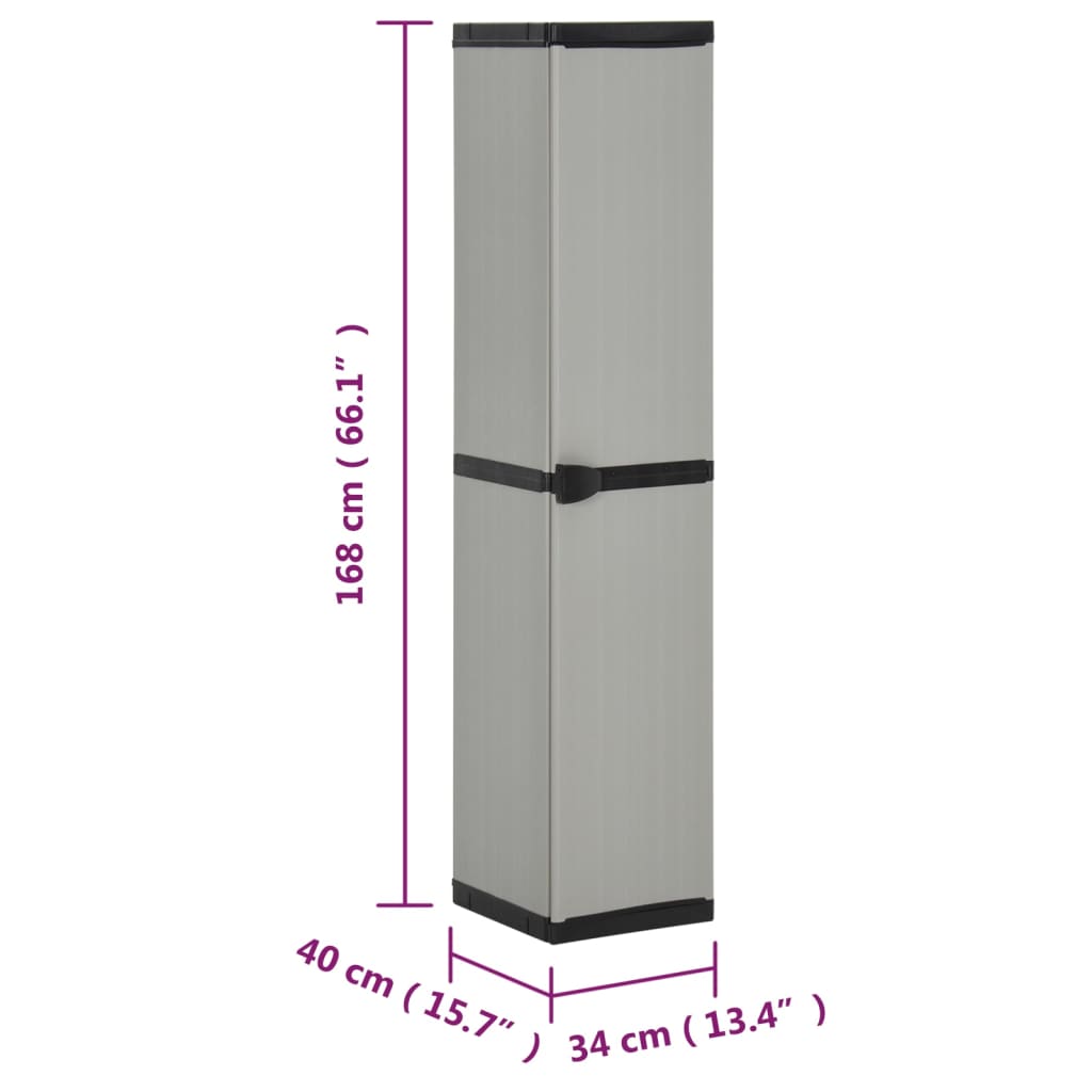 vidaXL Garden Storage Cabinet with 3 Shelves Grey & Black 34x40x168 cm