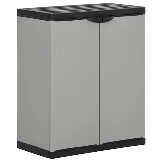 340987 vidaXL Garden Waste Cabinet Grey and Black 68x40x85 cm PP