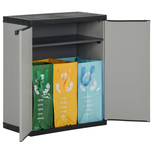 vidaXL Garden Waste Cabinet Grey and Black 68x40x85 cm PP