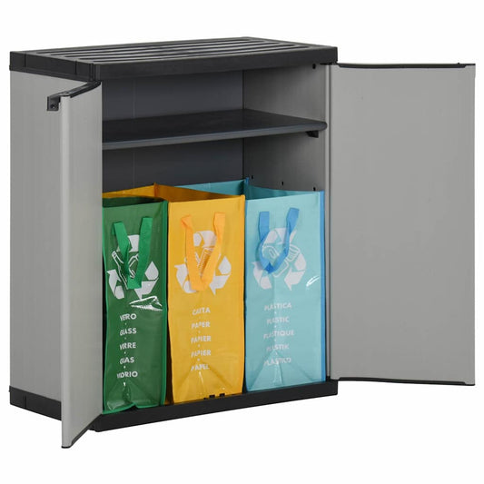 340987 vidaXL Garden Waste Cabinet Grey and Black 68x40x85 cm PP