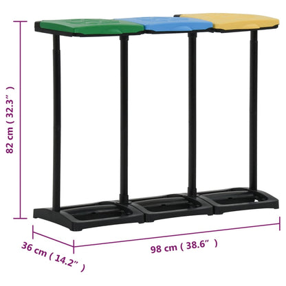 340989 vidaXL Bin Bag Stands with Lid 240-330 L Multicolour PP