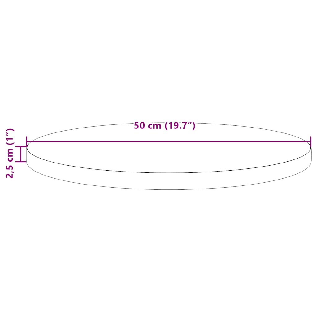 vidaXL Table Top White Ø50x2.5 cm Solid Wood Pine