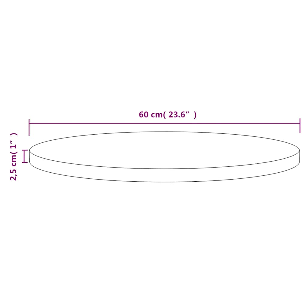 vidaXL Table Top White Ø60x2.5 cm Solid Wood Pine