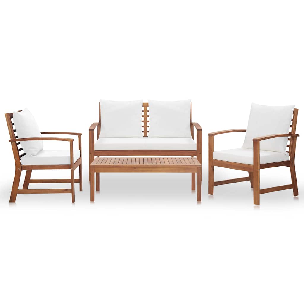 vidaXL 4 Piece Garden Lounge Set with Cushions Solid Wood Acacia