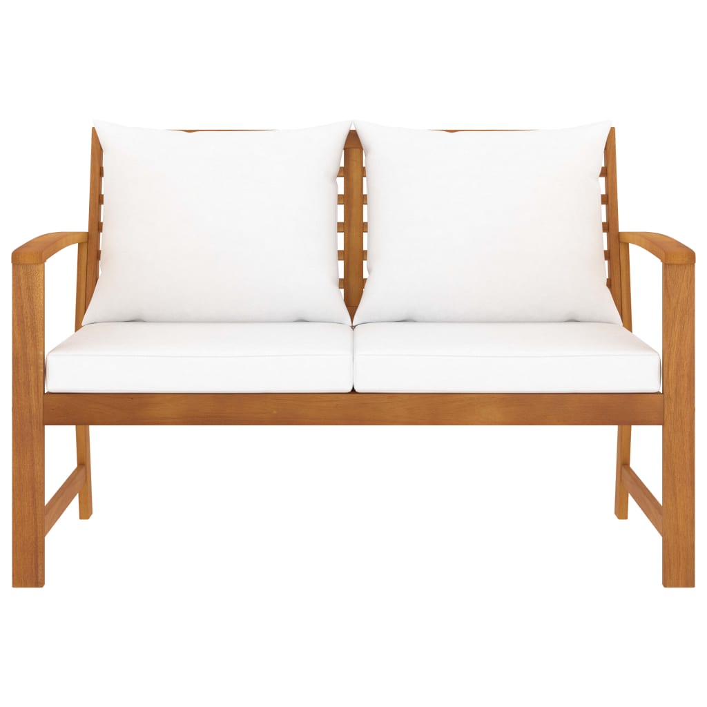 vidaXL Garden Bench 120 cm with Cream Cushion Solid Wood Acacia