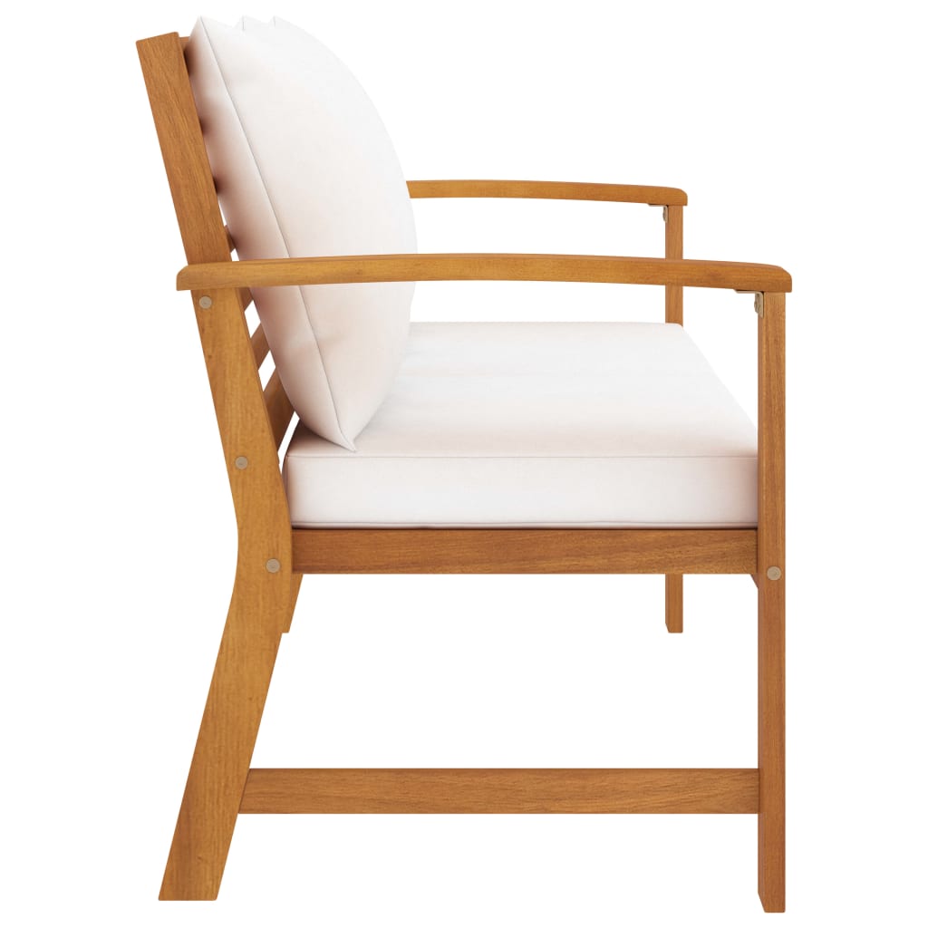 vidaXL Garden Bench 120 cm with Cream Cushion Solid Wood Acacia