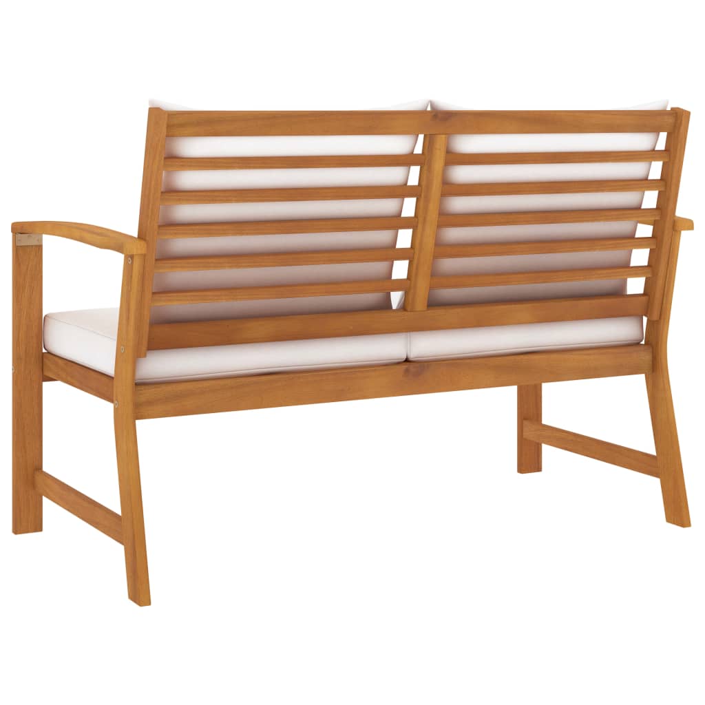 vidaXL Garden Bench 120 cm with Cream Cushion Solid Wood Acacia