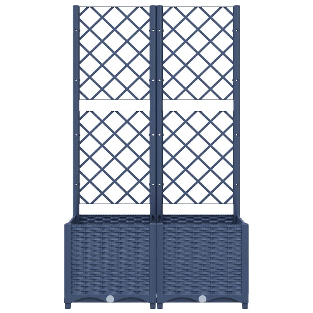 vidaXL Garden Planter with Trellis Blue Grey 80x40x136 cm PP