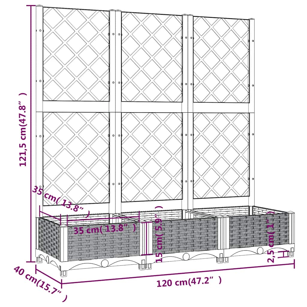 vidaXL Garden Planter | Blue Grey | Polypropylene | Large | Planters