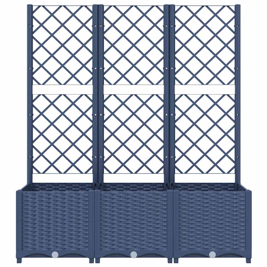 vidaXL Garden Planter with Trellis Blue Grey 120x40x136 cm PP