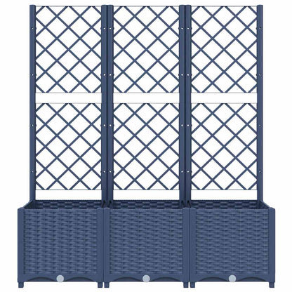 vidaXL Garden Planter with Trellis Blue Grey 120x40x136 cm PP