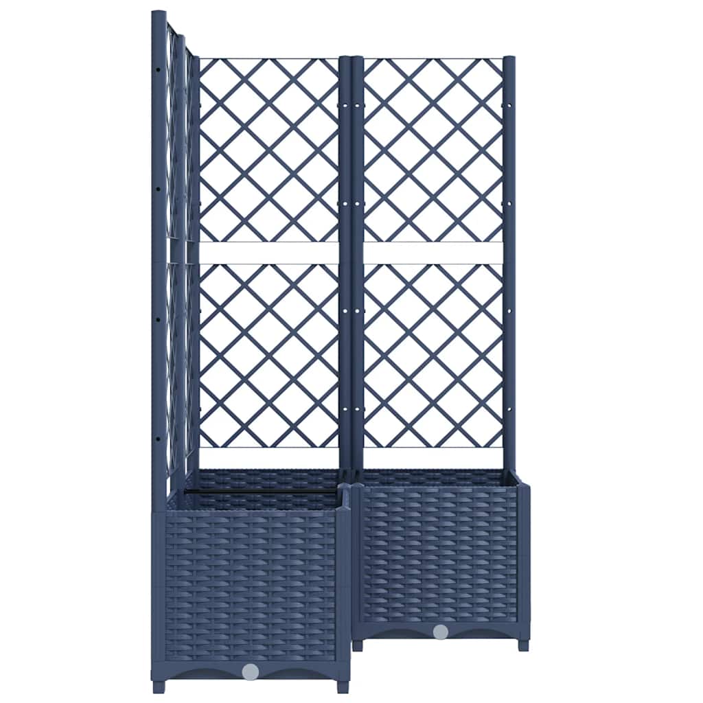 vidaXL Garden Planter with Trellis Blue Grey 80x80x136 cm PP