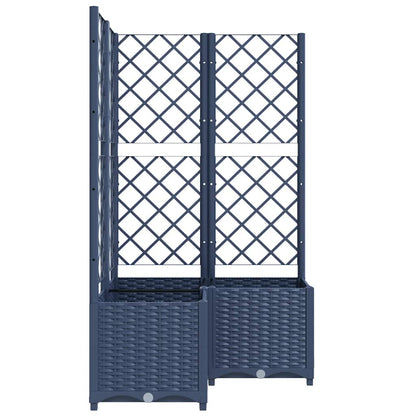 vidaXL Garden Planter with Trellis Blue Grey 80x80x136 cm PP