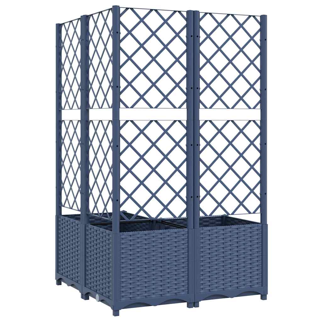 vidaXL Garden Planter with Trellis Blue Grey 80x80x136 cm PP