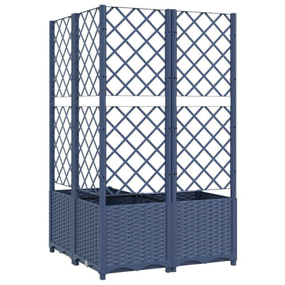 vidaXL Garden Planter with Trellis Blue Grey 80x80x136 cm PP