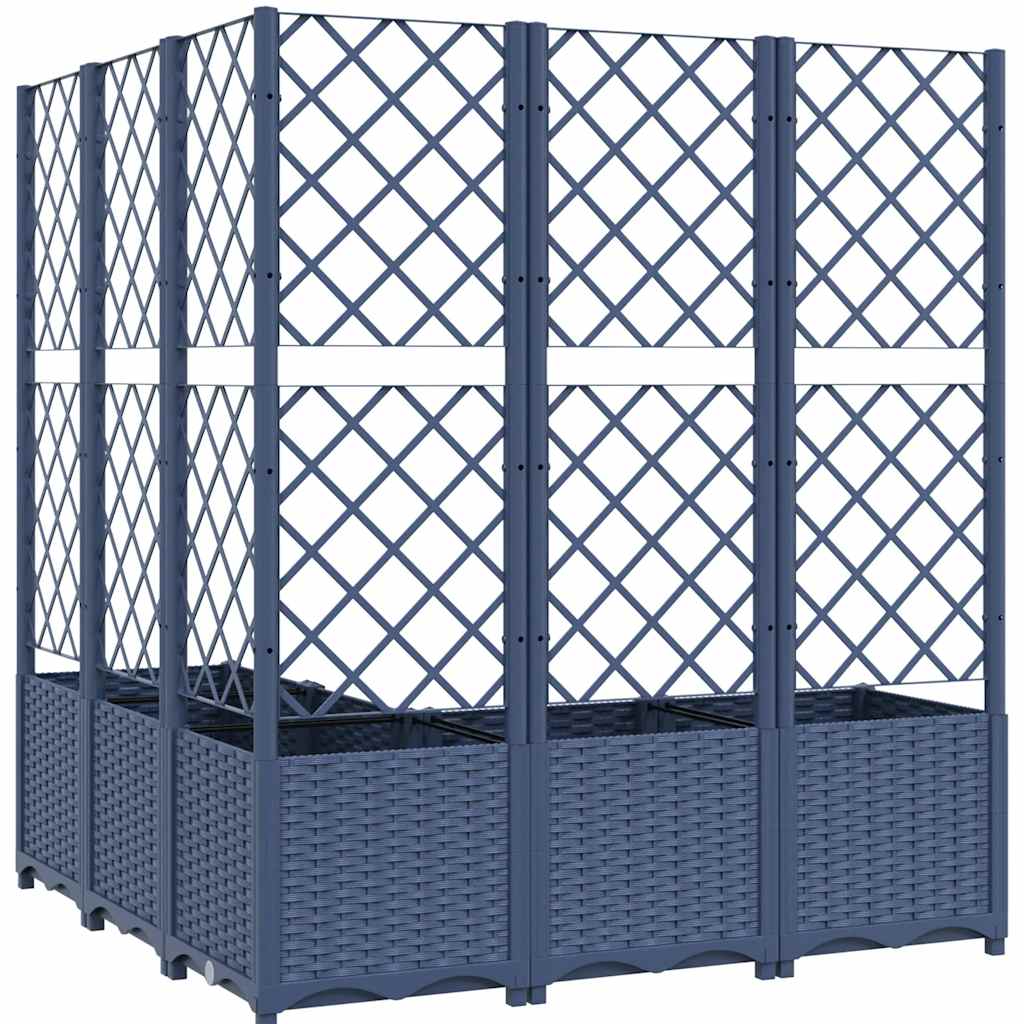vidaXL Garden Planter with Trellis Blue Grey 120x120x136 cm PP