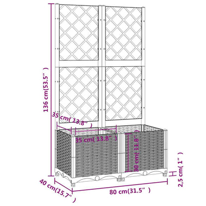 vidaXL Garden Planter | Brown | Polypropylene | 80 cm x 40 cm x 136 cm