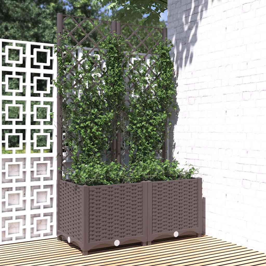 vidaXL Garden Planter | Brown | Polypropylene | 80 cm x 40 cm x 136 cm