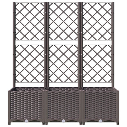 vidaXL Garden Planter with Trellis Brown 120x40x136 cm PP