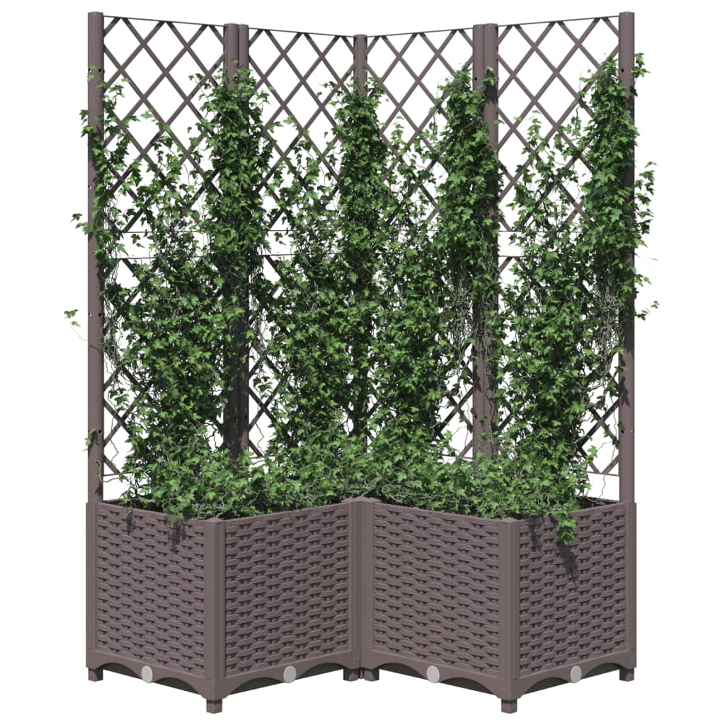 vidaXL Garden Planter with Trellis Brown 80x80x136 cm PP