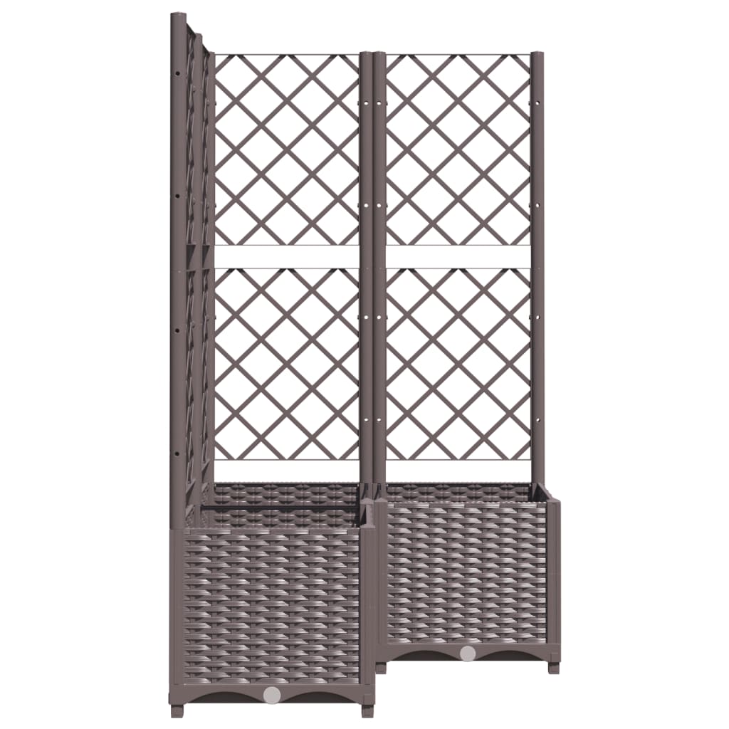 vidaXL Garden Planter with Trellis Brown 80x80x136 cm PP