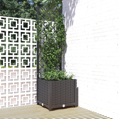 vidaXL Garden Planter with Trellis Black 40x40x136 cm PP