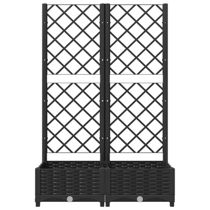 vidaXL Garden Planter with Trellis Black 80x40x121.5 cm PP