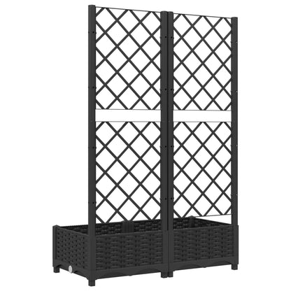 vidaXL Garden Planter with Trellis Black 80x40x121.5 cm PP