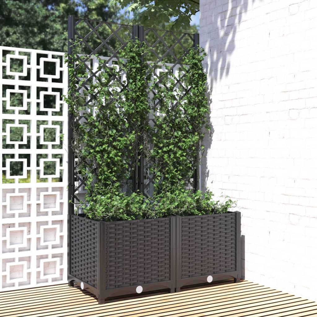 vidaXL Garden Planter | Black | Polypropylene | 80 x 40 x 136 cm | Durable