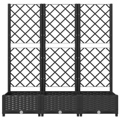vidaXL Garden Planter with Trellis Black 120x40x121.5 cm PP
