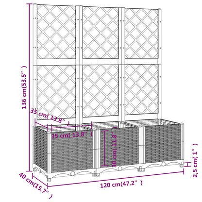 vidaXL Garden Planter with Trellis Black 120x40x136 cm PP