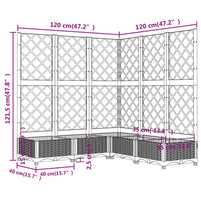 vidaXL Garden Planter | Black | Polypropylene | 120 x 120 x 121.5 cm | Planters