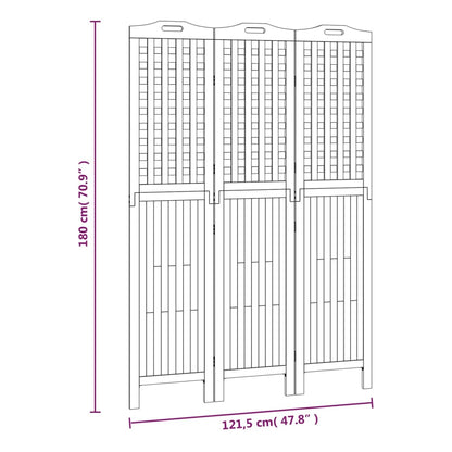 vidaXL 3-Panel Room Divider 121.5x2x180 cm Solid Wood Acacia