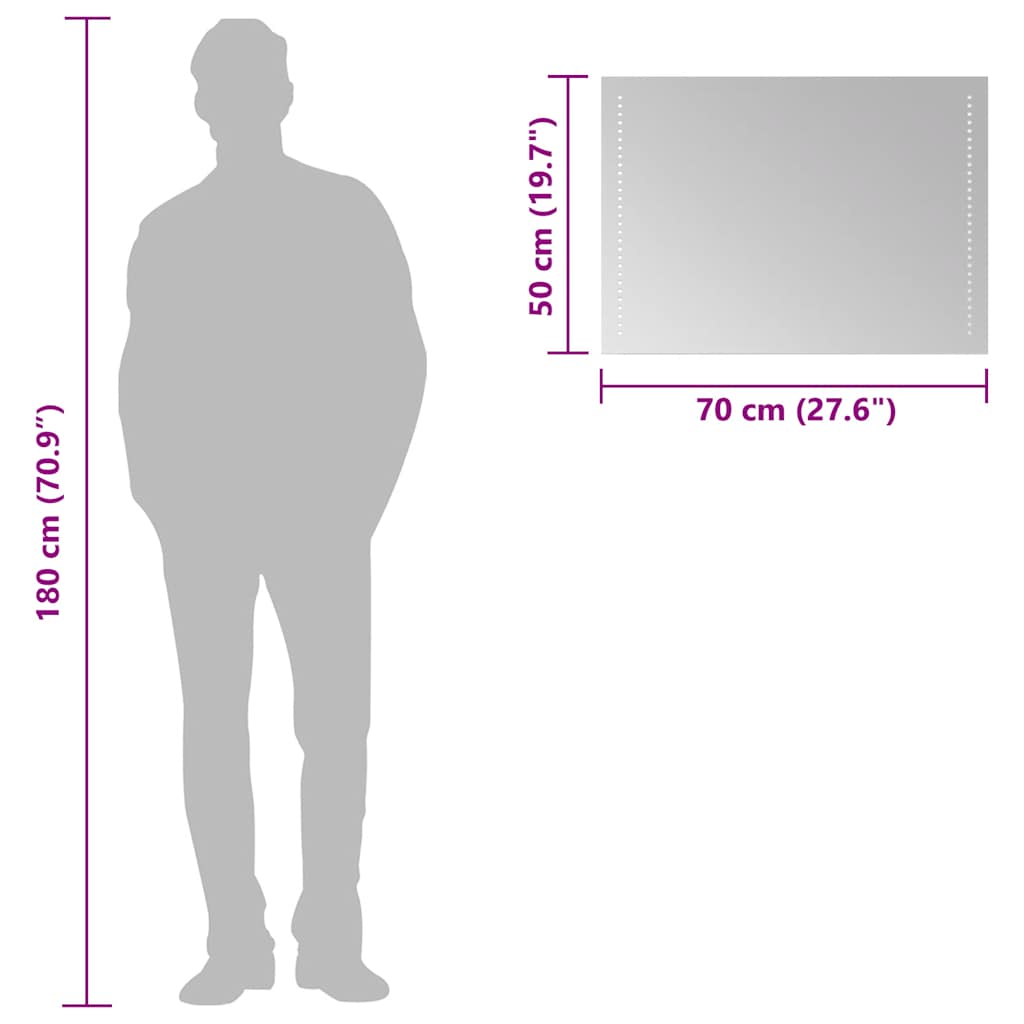 vidaXL LED Bathroom Mirror 70x50 cm