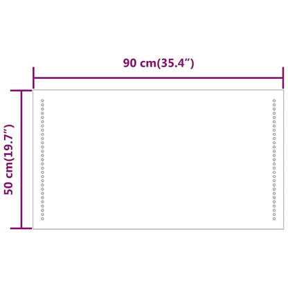 vidaXL LED Bathroom Mirror 90x50 cm