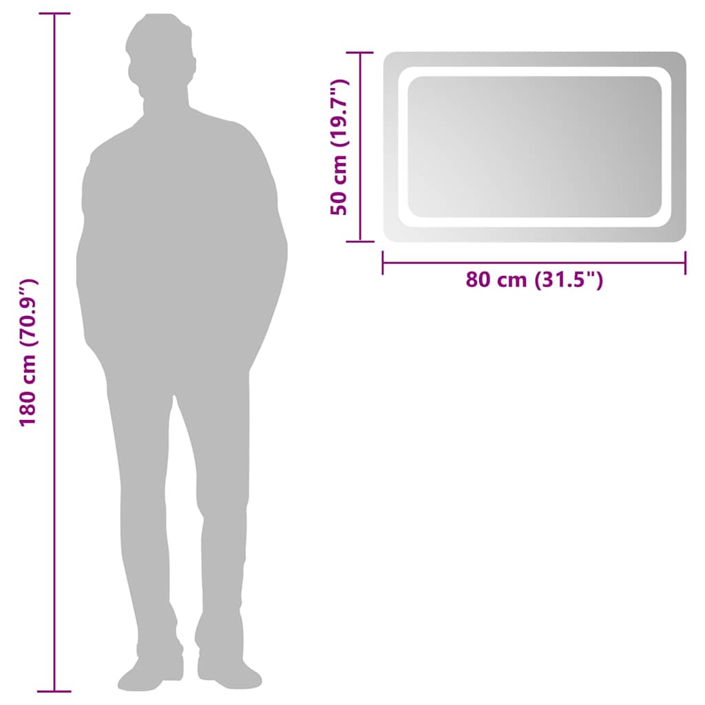 vidaXL LED Bathroom Mirror 80x50 cm