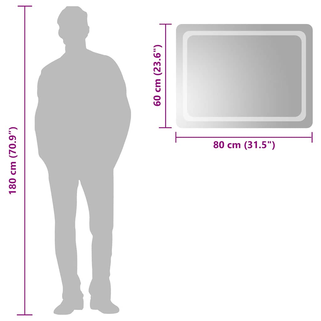 vidaXL LED Bathroom Mirror 80x60 cm
