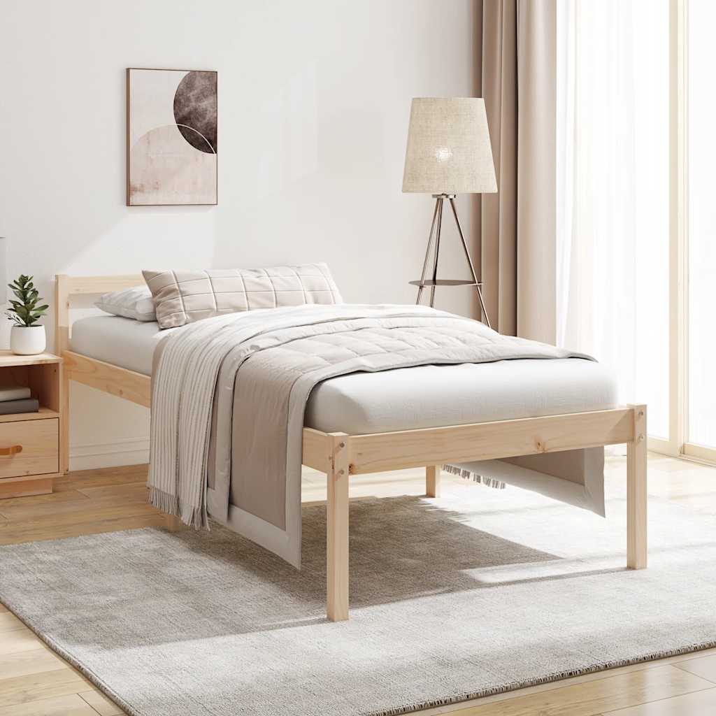 vidaXL Bed Frame | Natural Pine | Solid Pine Wood | Single | Bed Frame