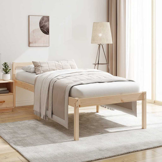 vidaXL Bed Frame | Natural Pine | Solid Pine Wood | Single | Bed Frame
