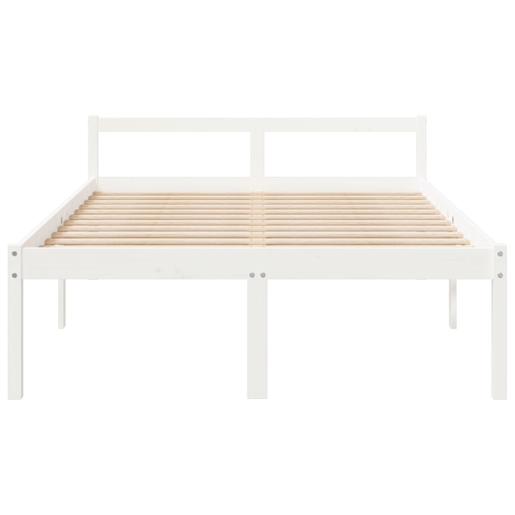 vidaXL Bed Frame | White | Solid pine wood | 135x190 cm Double | Bed Frame
