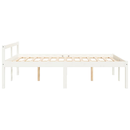 vidaXL Bed Frame | White | Solid Pine wood | 140x190 cm | Wooden Bed Frame
