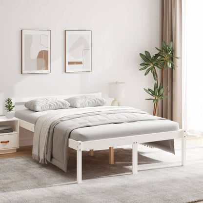 vidaXL Bed Frame | White | Solid Pine wood | 140x190 cm | Wooden Bed Frame