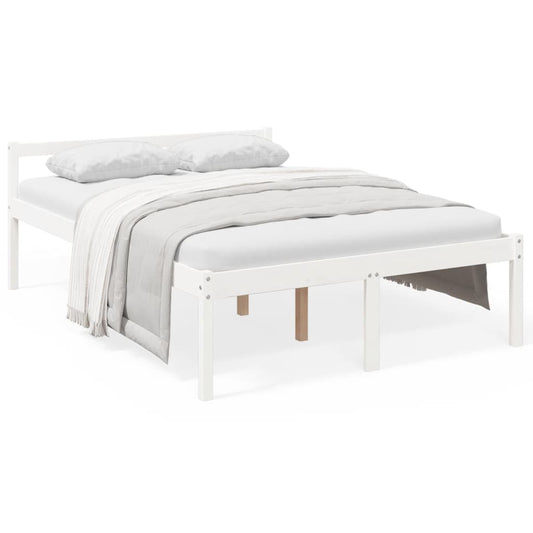 vidaXL Bed Frame | White | Solid pine wood | 120x200 cm | Solid Wood Bed Frame