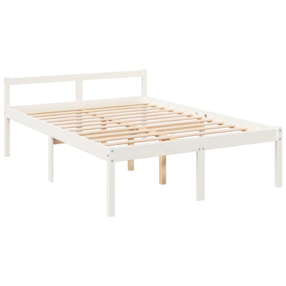 vidaXL Bed Frame | White | Solid pine wood | 120x200 cm | Solid Wood Bed Frame