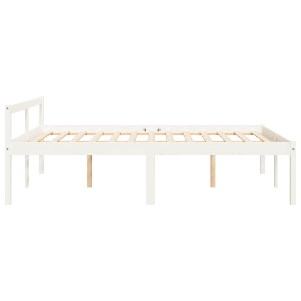 vidaXL Bed Frame | White | Solid pine wood | 120x200 cm | Solid Wood Bed Frame
