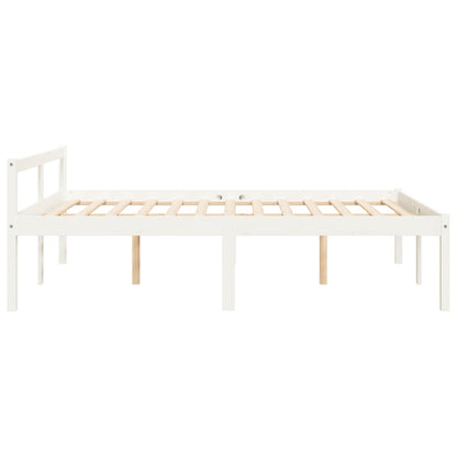 vidaXL Bed Frame | White | Solid pine wood | 120x200 cm | Solid Wood Bed Frame